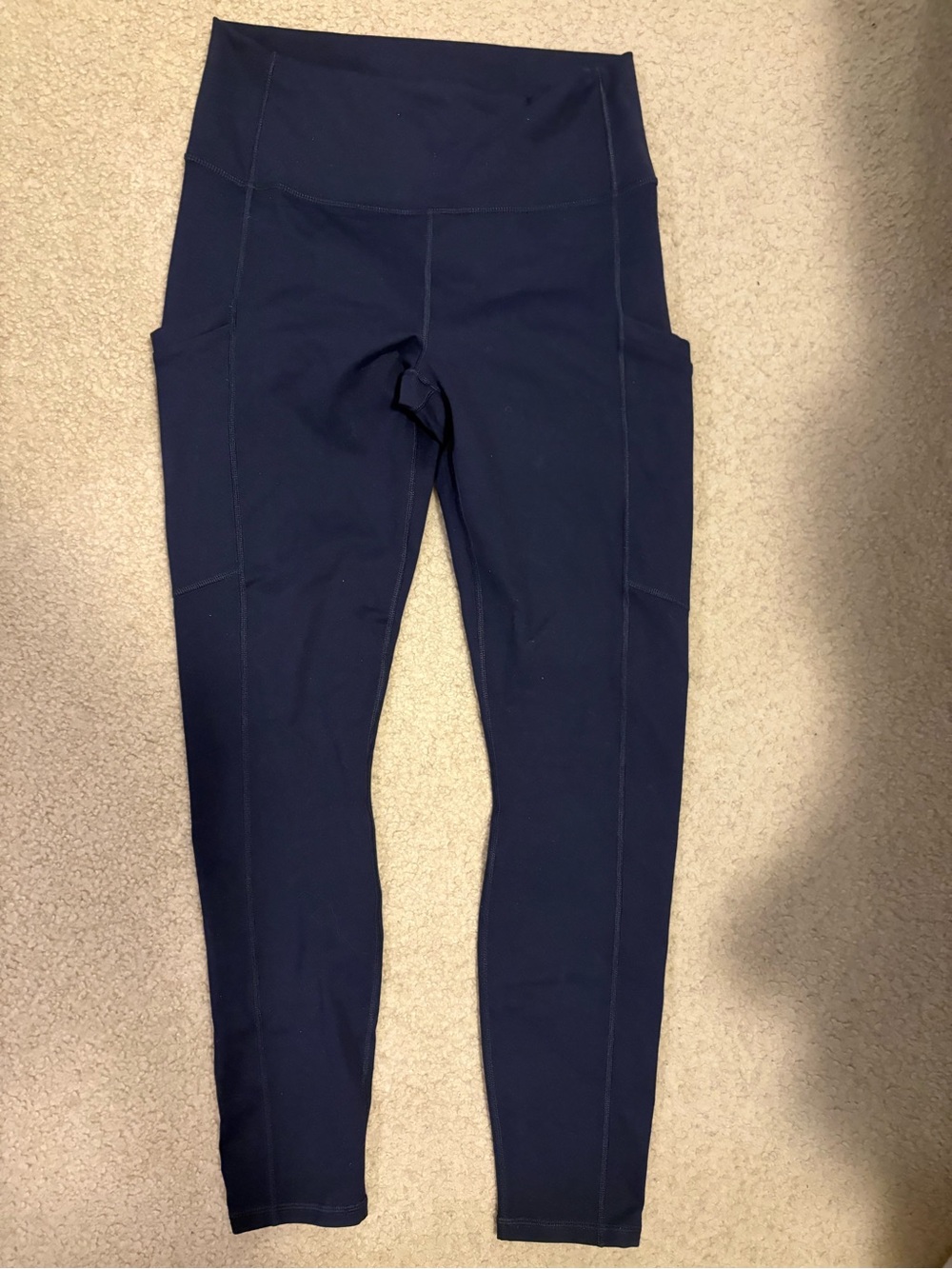 Fabletics Navy High-Waist Active Leggings with Side Pockets NWT
